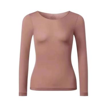 Imagem de Camiseta Térmica Feminina De Manga Longa Fina Para Outono Inverno L-XL