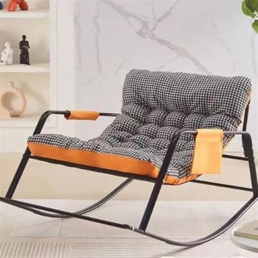 Imagem de Cadeira de balanço para pátio, cadeira de balanço grande com almofada acolchoada, cadeira preguiçosa para quintal, jardim, varanda, sala de estar, cadeira de balanço interna (laranja)