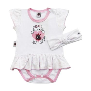 Imagem de Body Saia Corinthians Gatinha Rosa Com Lacinho Oficial