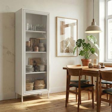 Imagem de Cristaleira Refresh 1 Porta 3 Prateleiras com Vidro Branco - Brv