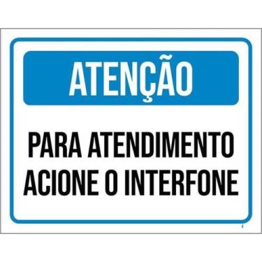 Imagem de Kit 5 Placas Atenção Atendimento Acione Interfone 27X35 - Sinalizo