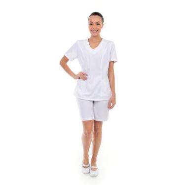 Imagem de Kit com 2 Conjuntos de Jaleco Fechado e Bermuda em Tecido Oxford para 