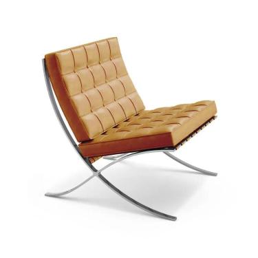 Imagem de Poltrona Premium Barcelona Com Puff Base Inox Caramelo