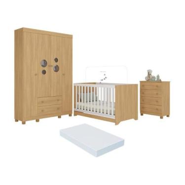 Imagem de Quarto de Bebê Completo com Berço Americano 3 em 1 Colchão Incluso Bom