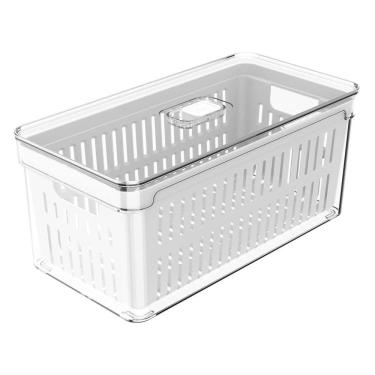Imagem de Organizador de Acrílico C/Tampa e Cesto de Plástico para Geladeira Clear Fresh 5 Litros OU