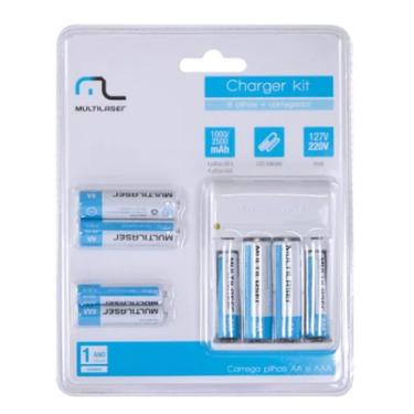 Imagem de Carregador de Pilhas Multi, 4 Pilhas AA 2500Mah, e 4 Pilhas AAA 1000Mah, Bivolt - CB093