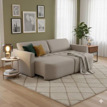 Imagem de Sofá Cama Retrátil 4 Lugares Design Orgânico em Linho
