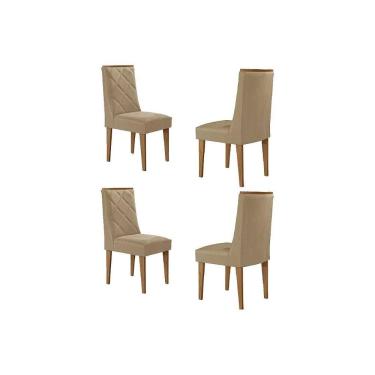 Imagem de Cadeira De Cozinha Pietá Kit 4 Un Naturalle/suede Creme - Rufato