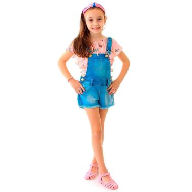 Imagem de Jardineira Infantil Jeans Feminina Tradicional Shorts-Feminino