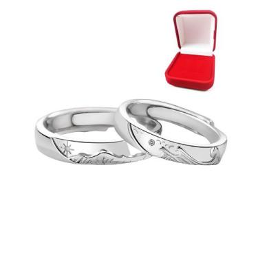 Imagem de Par de Alianças Sol & Lua em Prata Ajustável com Caixinha - wb