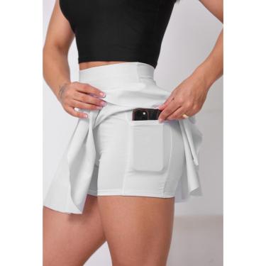 Imagem de Short Saia Babado Com Bolso Cintura Alta Academia Suplex Fitness Wolfox-Feminino