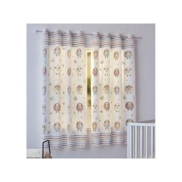 Imagem de Cortina para Quarto Infantil Carneiros Santista - Londres Pompom 2,8x1