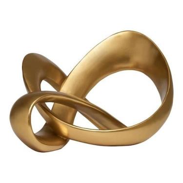 Imagem de Escultura Decorativa Abstrata Em Poliresina Dourada Design Moderno Lux