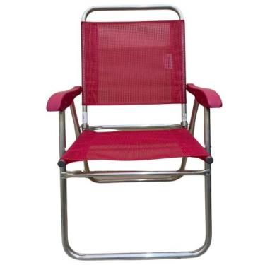 Imagem de Cadeira De Praia Alta Sanete Encosto Alto Aluminio Ronchetti Cor Rosa