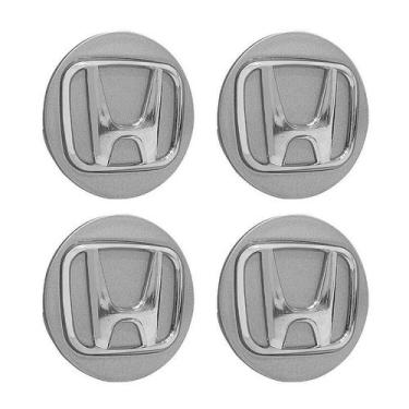 Imagem de Jogo de Calotinha 69mm Centro de Roda Honda New Civic Prata Emblema Cr