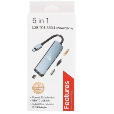 Imagem de HUB USB-C KAPBOM KA-1520 5 em 1 - Carregador + 3 USB Turbo - no-brand