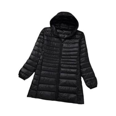 Imagem de Jaqueta Puffer Feminina plus Size 5XL 6XL 7XL Com Capuz, Ultra Leve, C