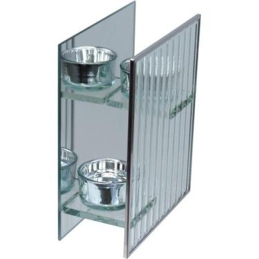 Imagem de Castiçal Decorativo Enfeite Porta Vela Home&co 2 Velas Vidro 16x13x6cm