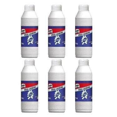 Imagem de Cola Líquida Branca Escolar Pritt 1kg 6 Unidades - Tenaz