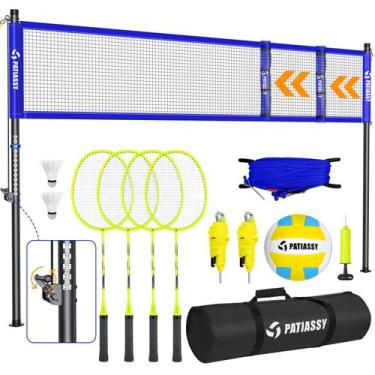 Imagem de Conjunto de rede de voleibol e badminton Combo Patiassy Adjustable