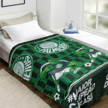 Imagem de Manta Solteiro do Palmeiras Jolitex Fun 1,50m X 2,00m 100% Poliéster Antialérgico Oficial