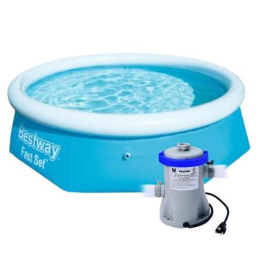 Imagem de Piscina Inflável Fast Set 2300L em PVC Redonda com Filtro 220V para Jardim e Lazer Bestway