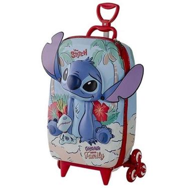 Imagem de Mochila Infantil com Rodinha Stitch Praia Alça Retrátil Ajustável Azul Maxtoy