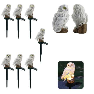 Imagem de Coruja Luminaria Solar Kit 7 Uni Casa Jardim Quintal Enfeite Luz Led Espeto Decoraçao Nortuna Enfeite Aves