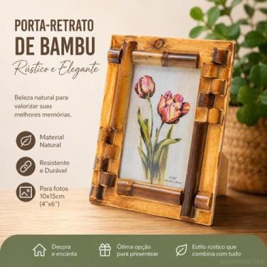 Imagem de Porta Retrato De Bambu, 10x15cm Canudo Colorbox, Cimtoys - CIM TOYS