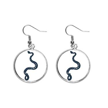 Imagem de Brinco de prata com estampa de cobra preta de animal para mulheres