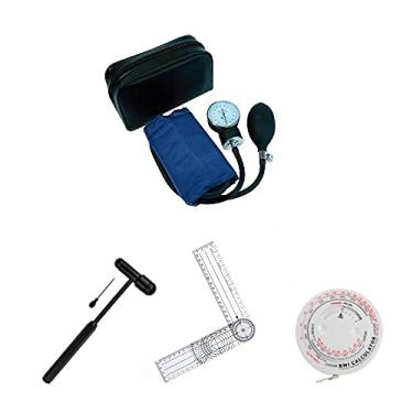 Imagem de Kit Fisioterapia Medidor De Pressão Martelo Goniometro Trena (Azul)