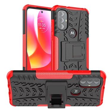 Imagem de BoerHang Capa para Motorola Moto E7, resistente, à prova de choque, TPU + PC proteção de camada dupla, capa de telefone Motorola Moto E7 com suporte invisível. (vermelha)