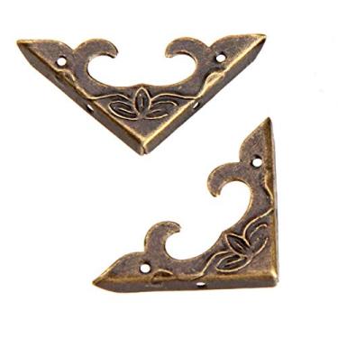 Imagem de 20 peças Protetores de canto de bronze Vintage Safety Guards Decorative Metal Covers Right Angle Bracket for Jewelry Case Wooden Box Crafting Chest Table Furniture Edge (Comprimento lateral: 1-1/4")