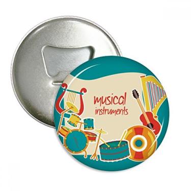 Imagem de Fone de ouvido Tambor Instrumentos Musicais Padrão Abridor de Garrafas Ímã de Geladeira Emblema Multifuncional