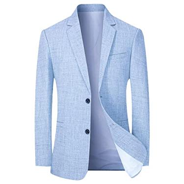 Imagem de Blazer masculino de casamento, slim fit, liso, ternos de negócios, jaqueta, para jantar, smoking, 2 botões, colarinho virado para baixo