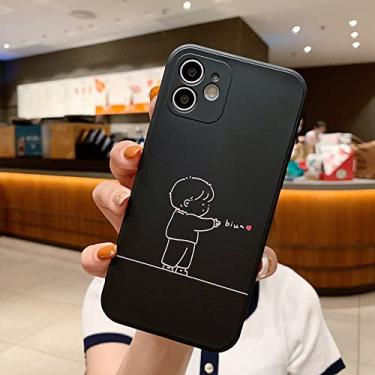 Imagem de Capa de telefone de casal para iPhone13Pro 11 12 xs max XR capa de amor, preta, para iPhone 7/8/SE2