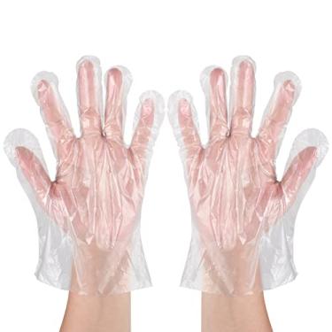 Imagem de Luvas de plástico transparente descartáveis 500 peças, luvas de trabalho de polietileno descartáveis transparentes industriais para cozinhar, limpar, lidar com alimentos