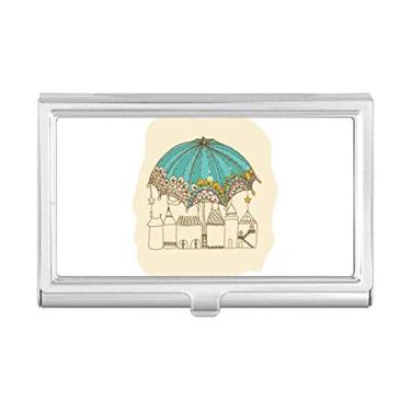 Imagem de Capa para porta-cartões de visita com estampa de estrela e chuva