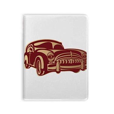 Imagem de Caderno com silhueta de carros clássicos, vermelho profundo, capa de goma