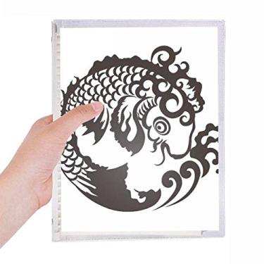 Imagem de Caderno de desenho de linha, estampa de ondas de peixe, diário de folhas soltas recarregável