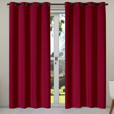 Imagem de Cortina Isa Varão Tecido Oxford 4,00m x 2,50m p/ Janela Sala Quarto - Vermelho