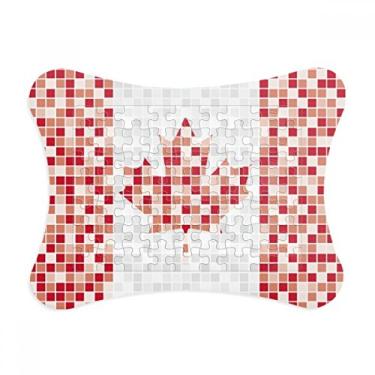 Imagem de Moldura de mosaico de folha de bordo da bandeira nacional do Canadá, enfeite de quebra-cabeça