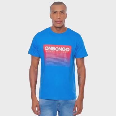 Imagem de Camiseta Masculina Onbongo Plus Size Fade Azul 948A