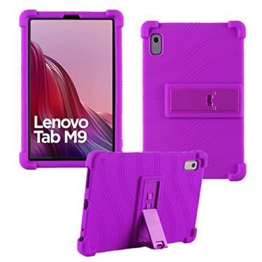 Imagem de HminSen Capa para Lenovo Tab M9 22.9 cm (TB-310FU, lançado em 2023), capa ajustável de silicone macio para crianças para tablet Lenovo Tab M9 (roxa)