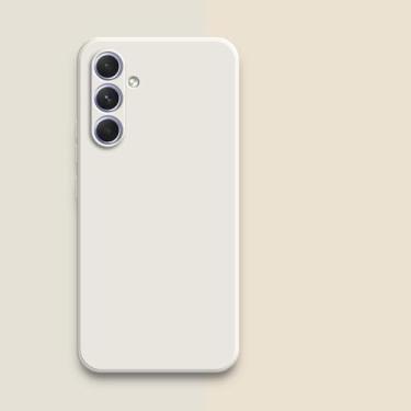 Imagem de Capa de telefone de silicone líquido quadrado para samsung galaxy a54 5g câmera protetora 360 capa para samsunga54 habitação, branco marfim, para samsung a54