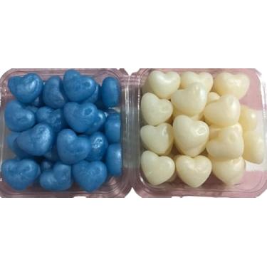 Imagem de Sabonete Artesanal Mini Coração Perolado - Escolha a quantidade, cor e Aroma (100, 50 Azul + 50 Branco com Rosas Brancas)