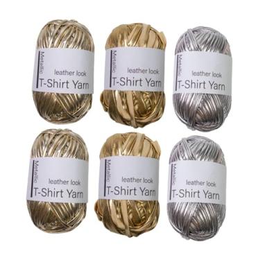 Imagem de YIJU Fio metálico para camiseta, suprimentos multifuncionais para tecelagem macia, fio de crochê para tricô manual, para cobertor, tapete, chaveiros, Ouro Prata