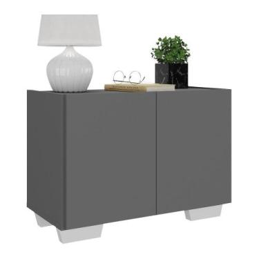 Imagem de Mesa de Cabeceira com Pés 2 Portas Multimóveis MP4134, Grafite/Branco