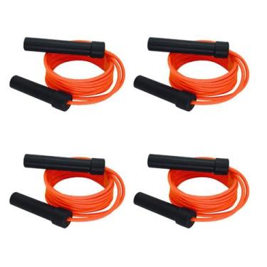 Imagem de Kit 4 Cordas de Pular Regulável com Rolamento Laranja Spank