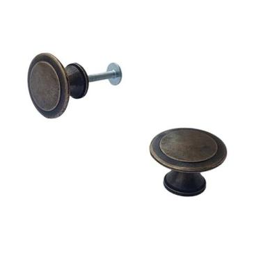 Imagem de 10 Puxador Ouro velho Redondo p/ Armário/Porta/Gaveta 30mm - Compras F